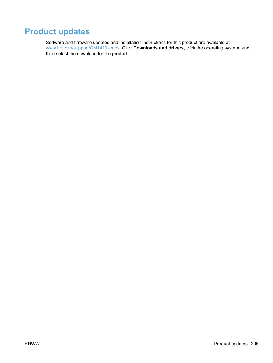 Product updates | HP LaserJet Pro CM1415fnw Color Multifunction Printer User Manual | Page 221 / 308