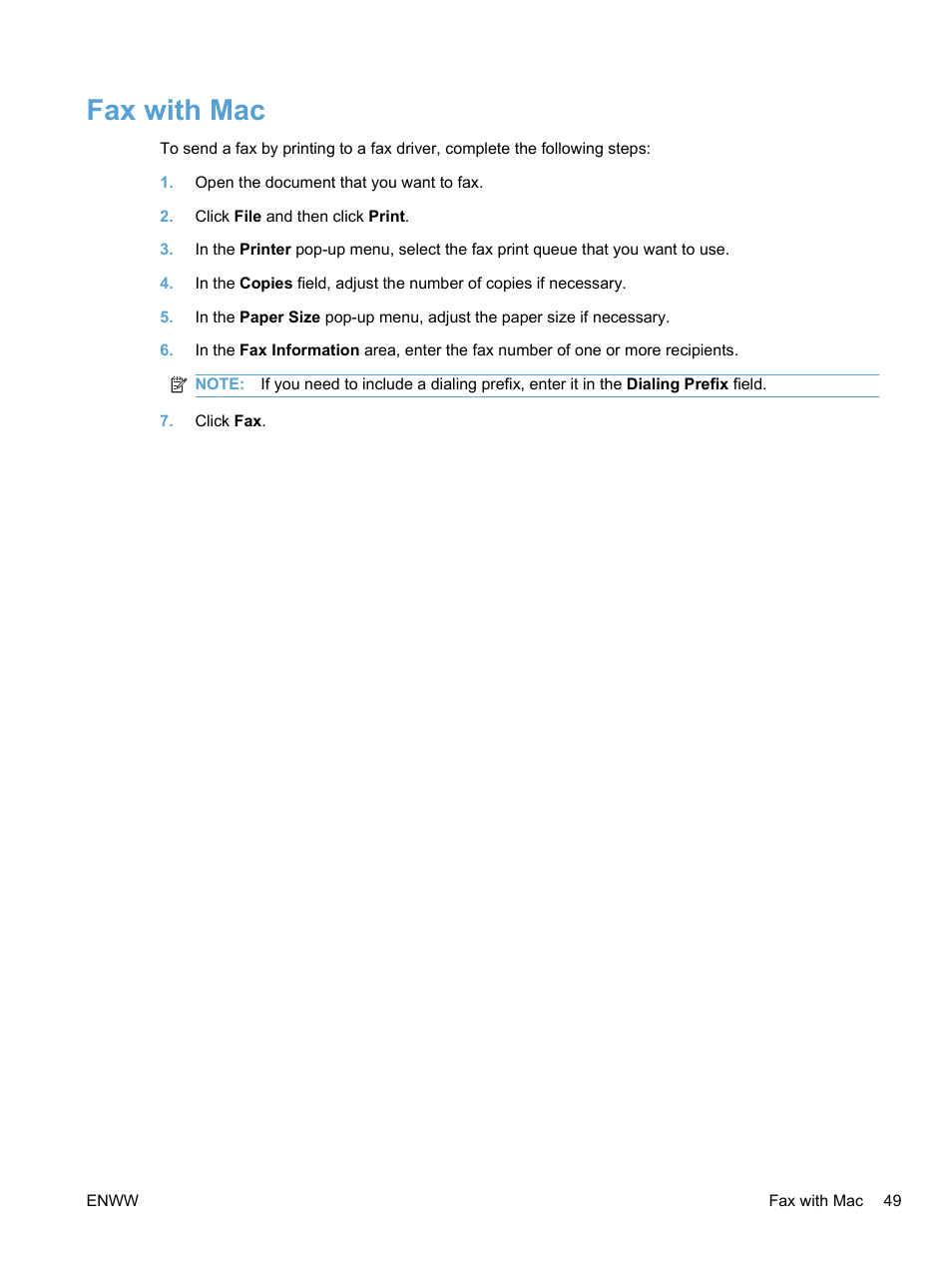 Fax with mac | HP LaserJet Pro CM1415fnw Color Multifunction Printer User Manual | Page 65 / 308