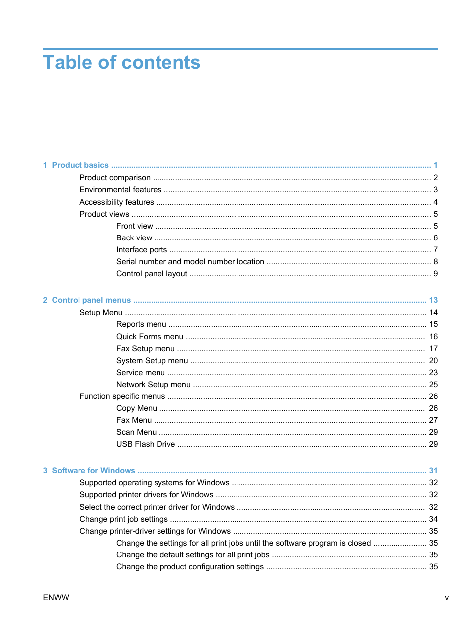 HP LaserJet Pro CM1415fnw Color Multifunction Printer User Manual | Page 7 / 308