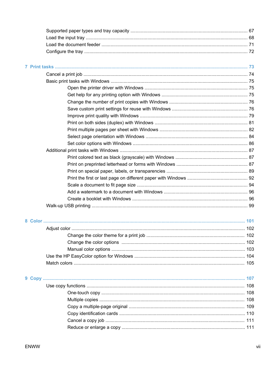 HP LaserJet Pro CM1415fnw Color Multifunction Printer User Manual | Page 9 / 308