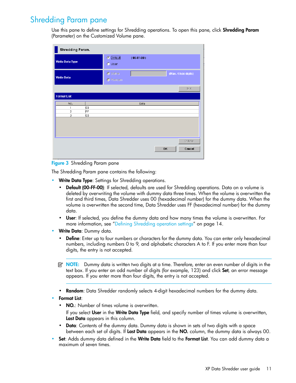 Shredding param pane, Figure 3 shredding param pane, 3 shredding param pane | HP StorageWorks XP Remote Web Console Software User Manual | Page 11 / 18