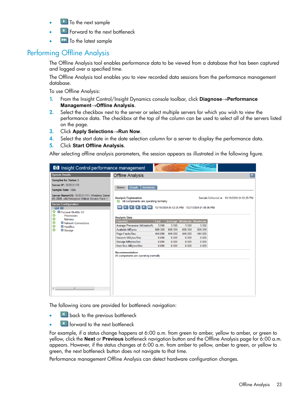 Performing offline analysis | HP Insight Control User Manual | Page 23 / 79