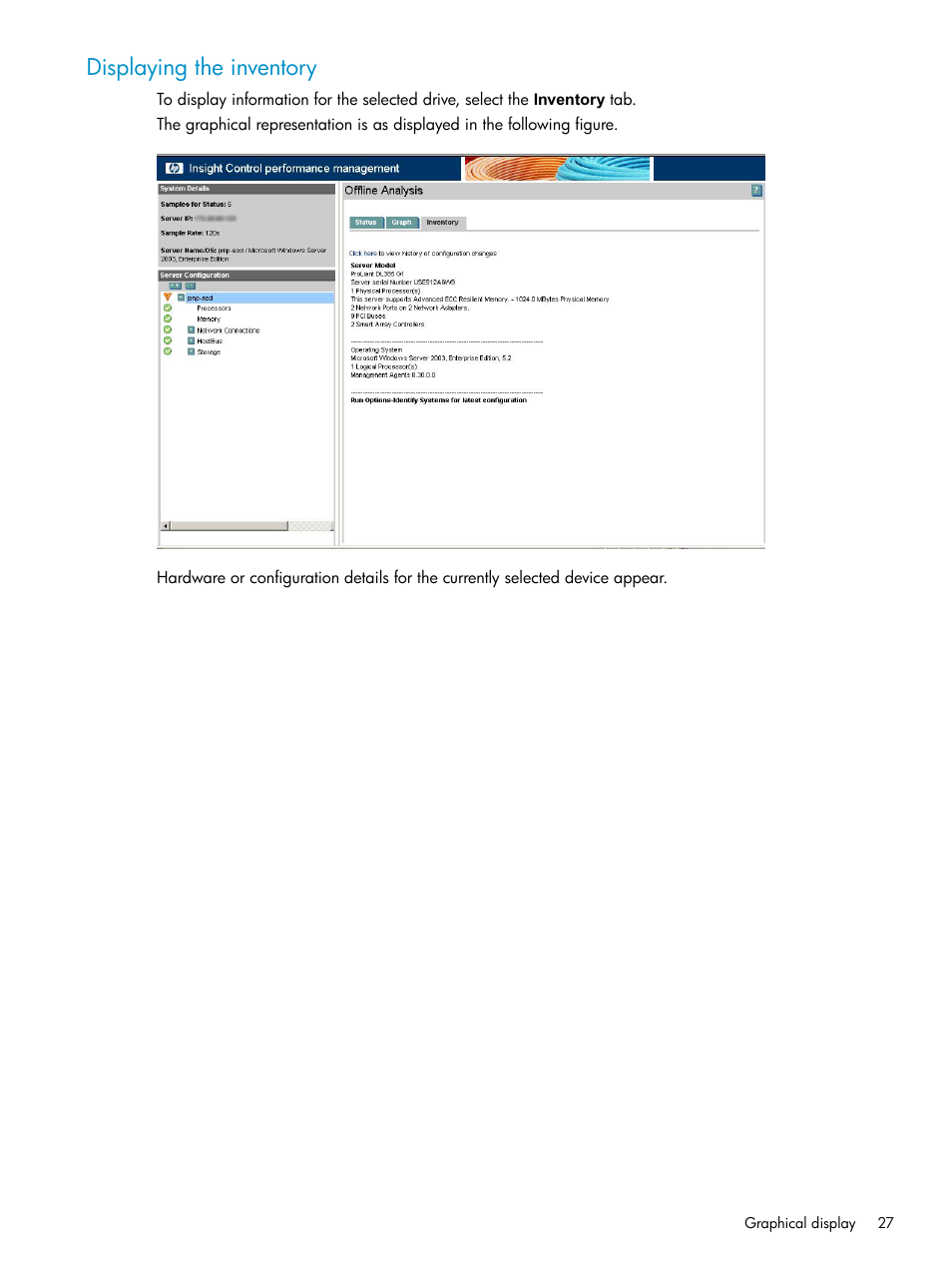 Displaying the inventory | HP Insight Control User Manual | Page 27 / 79