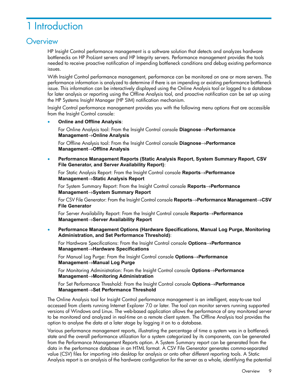 1 introduction, Overview | HP Insight Control User Manual | Page 9 / 79