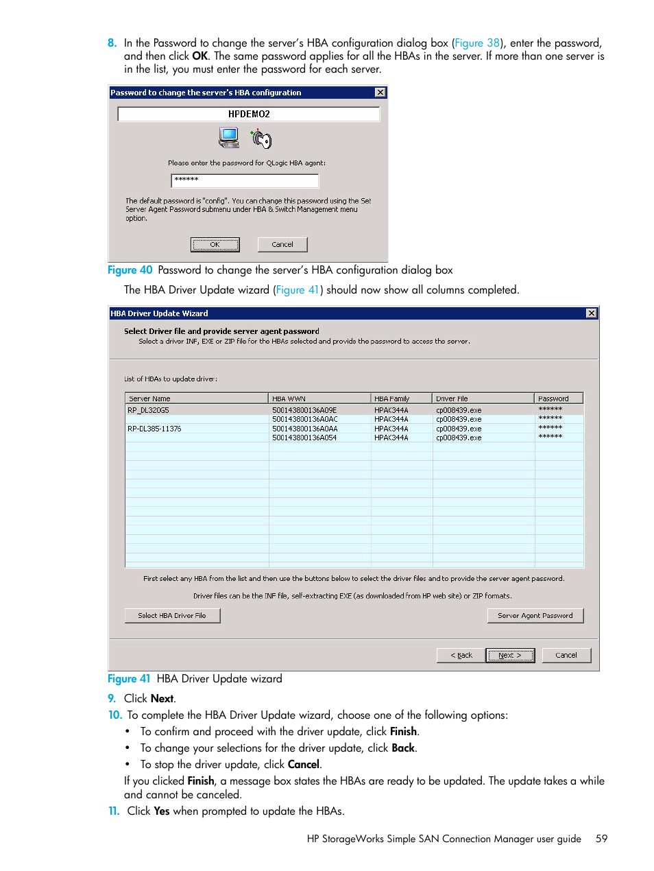 41 hba driver update wizard | HP 8.20q Fibre Channel Switch User Manual | Page 59 / 98