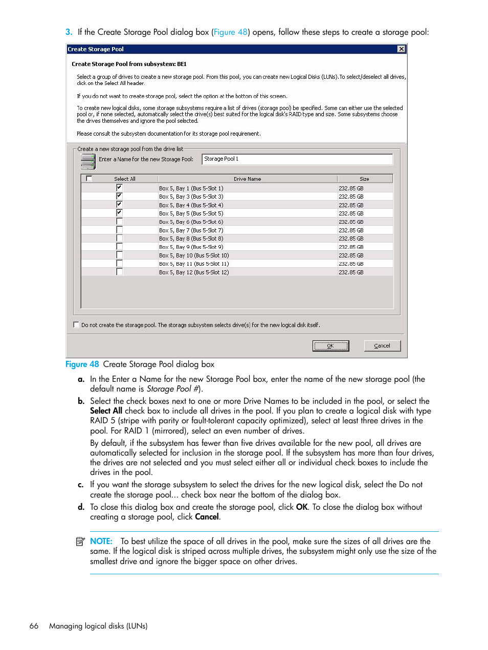 48 create storage pool dialog box, Figure 48, Step 3 | HP 8.20q Fibre Channel Switch User Manual | Page 66 / 98