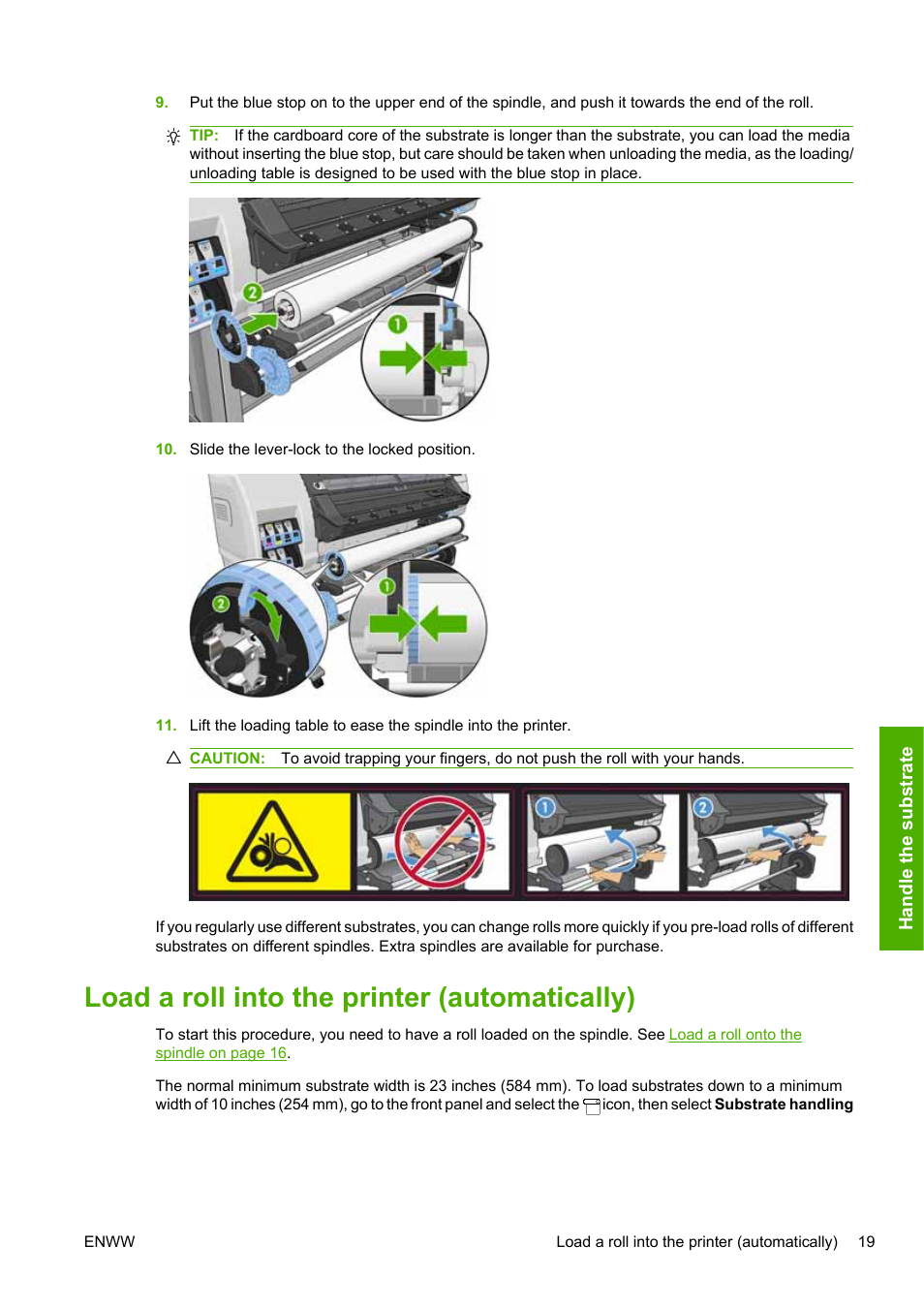 Load a roll into the printer (automatically) | HP Designjet L25500 Printer series User Manual | Page 23 / 82