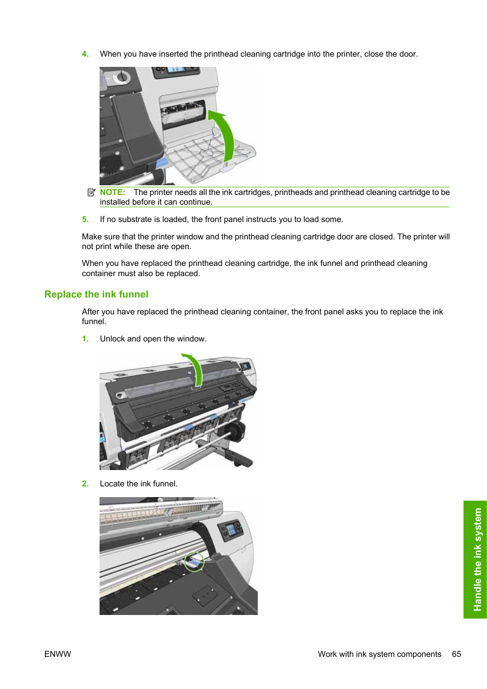Replace the ink funnel | HP Designjet L25500 Printer series User Manual | Page 69 / 82