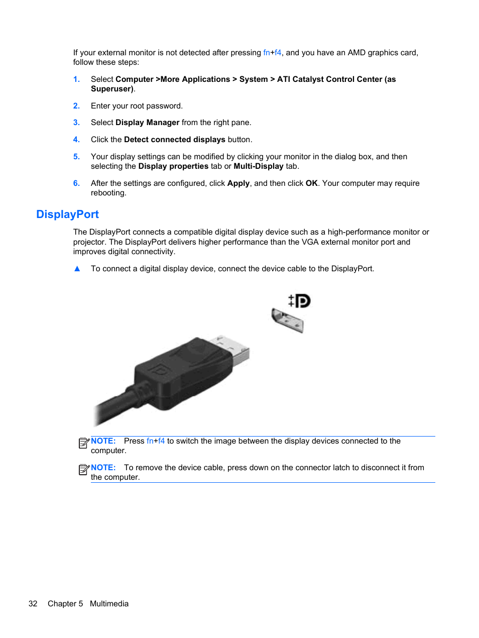Displayport | HP EliteBook 2170p Notebook PC User Manual | Page 42 / 100