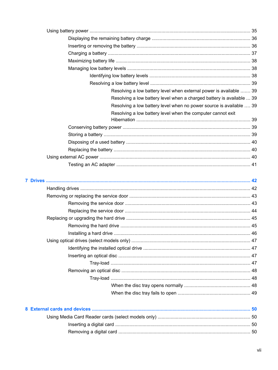 HP EliteBook 2170p Notebook PC User Manual | Page 7 / 100