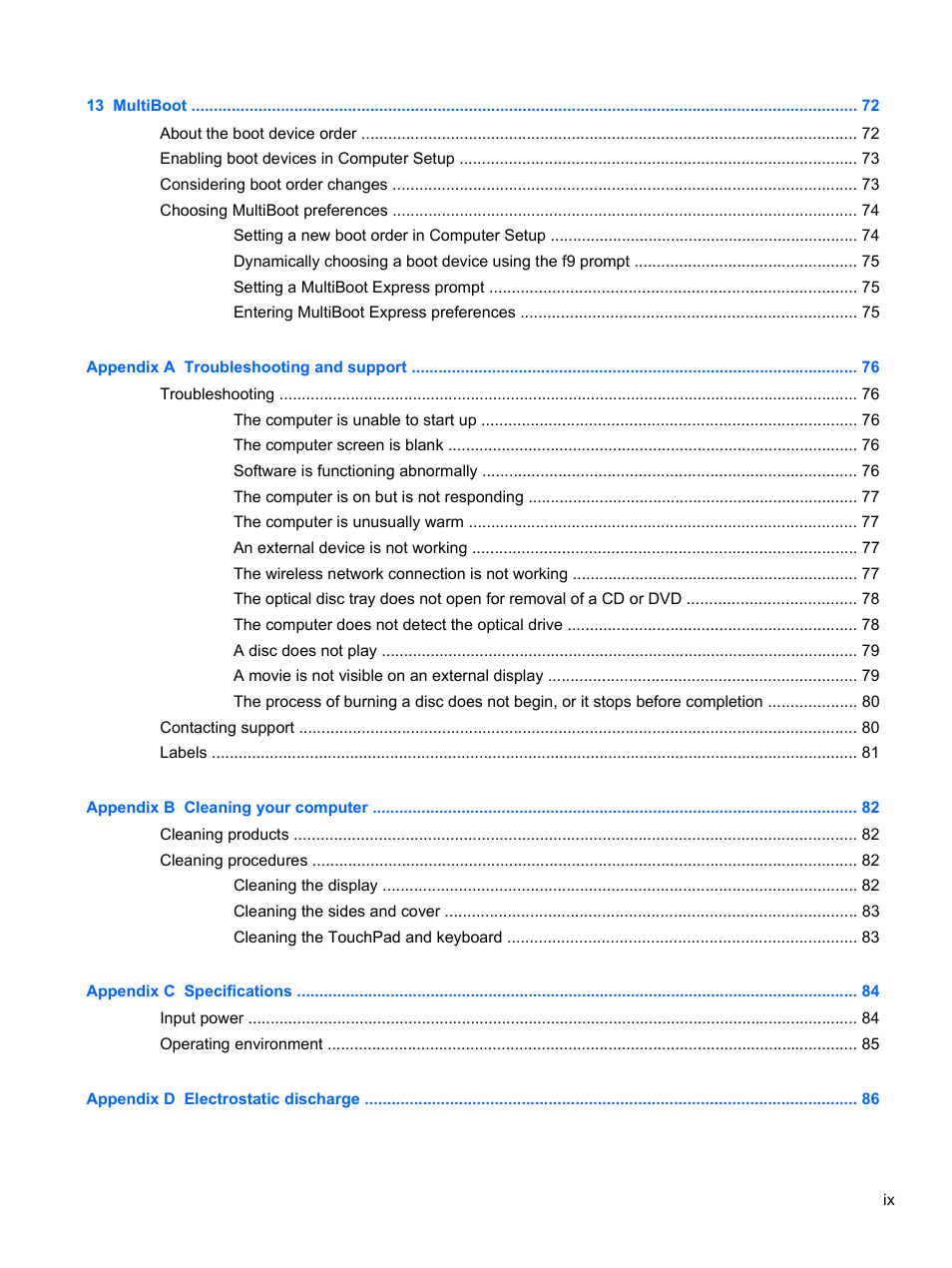 HP EliteBook 2170p Notebook PC User Manual | Page 9 / 100
