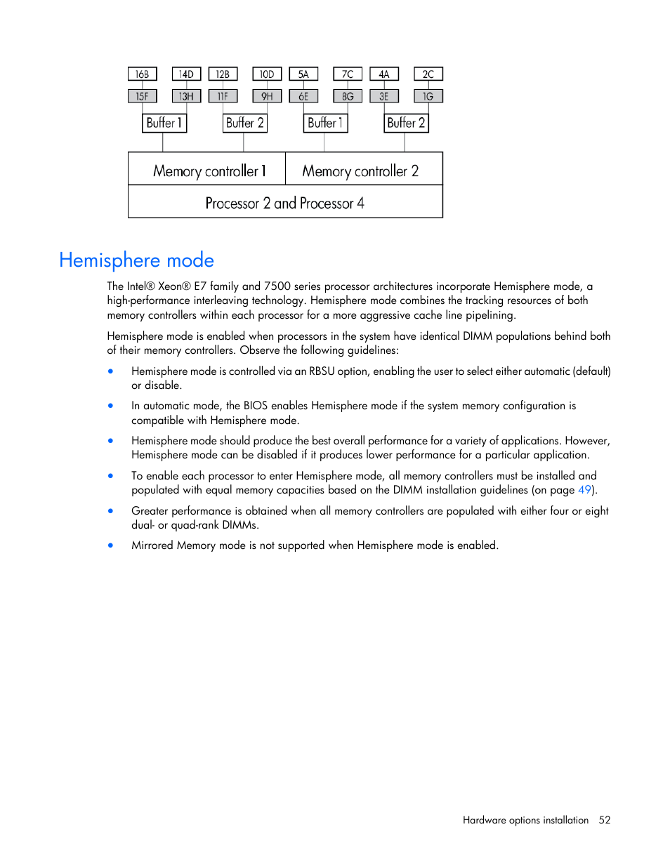 Hemisphere mode | HP ProLiant BL680c G7 Server-Blade User Manual | Page 52 / 134