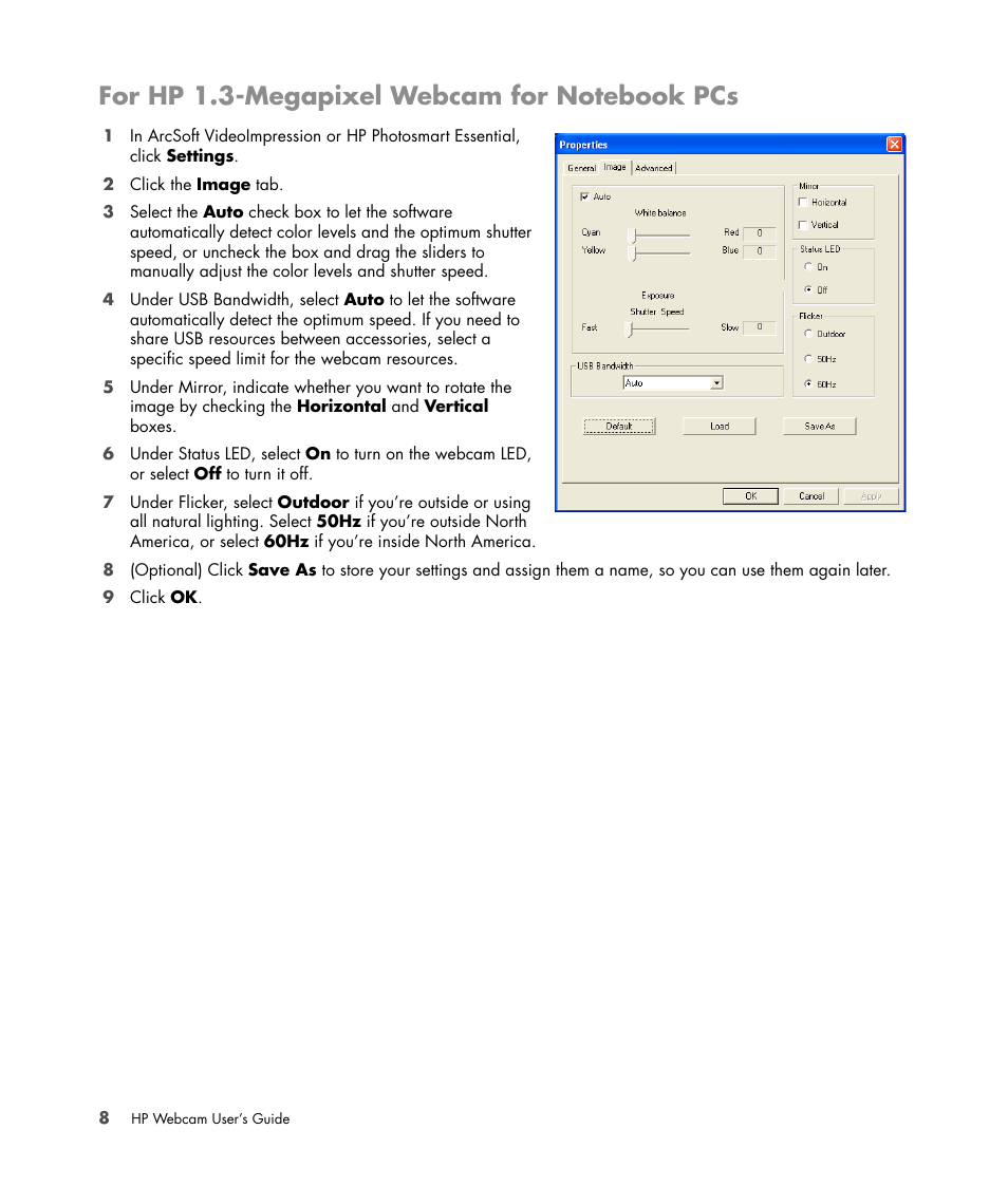 For hp 1.3-megapixel webcam for notebook pcs | HP 1.3-Megapixel Ultra Notebook Webcam User Manual | Page 12 / 16