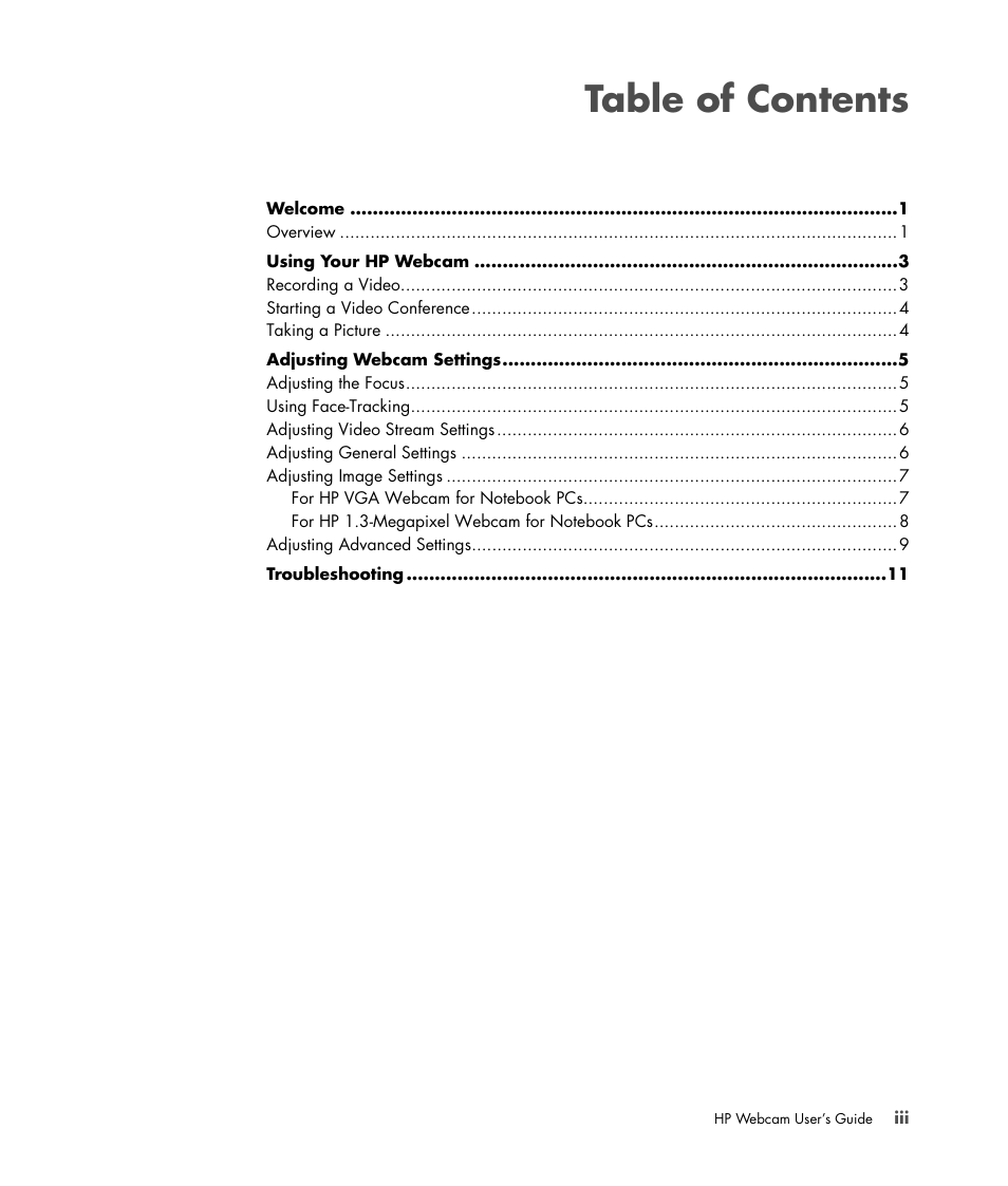 HP 1.3-Megapixel Ultra Notebook Webcam User Manual | Page 3 / 16