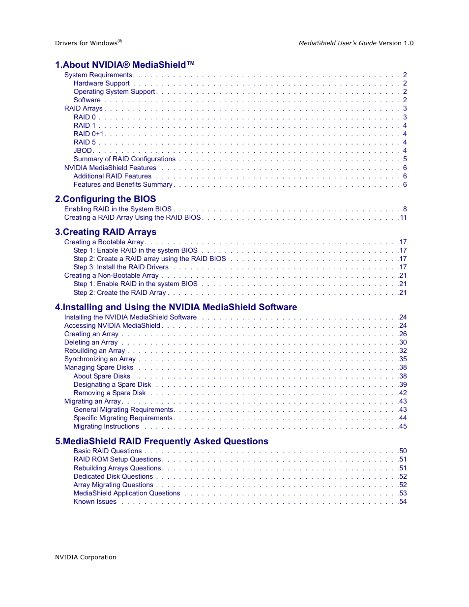 About nvidia® mediashield, Configuring the bios, Creating raid arrays | Mediashield raid frequently asked questions | HP ProLiant ML115 Server User Manual | Page 3 / 58