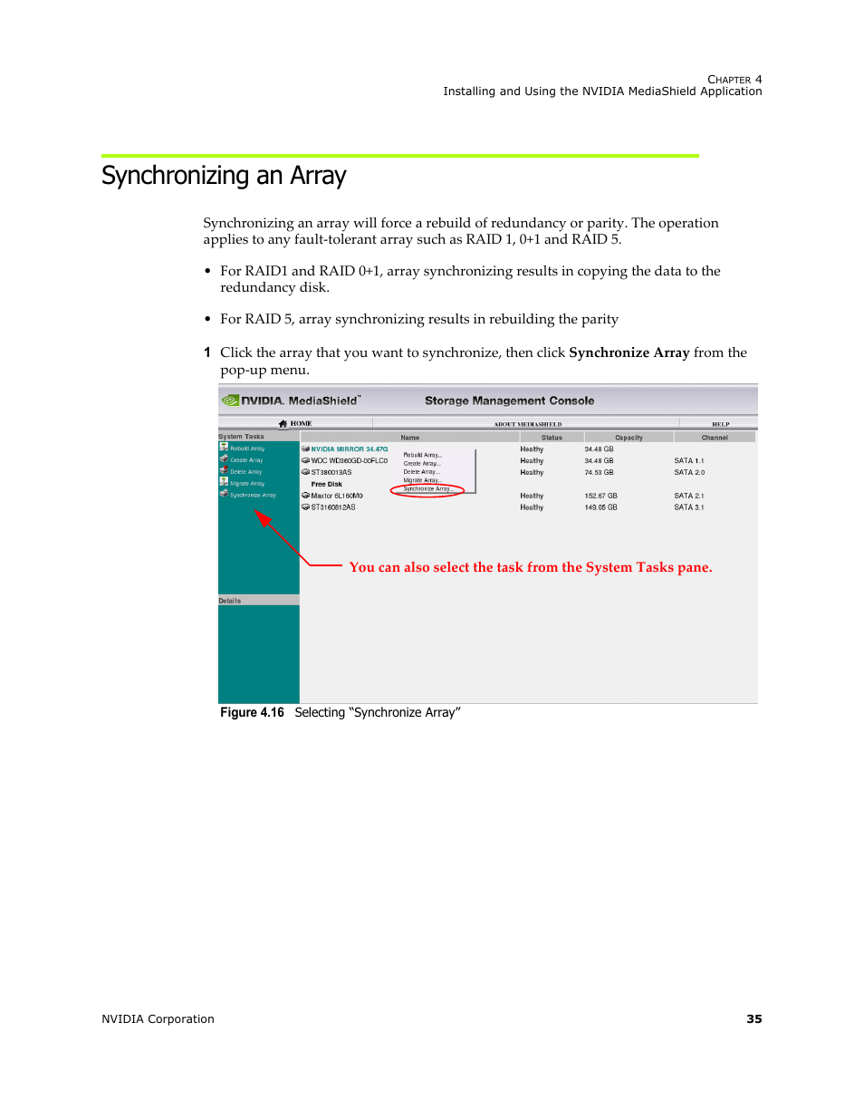 Synchronizing an array | HP ProLiant ML115 Server User Manual | Page 39 / 58