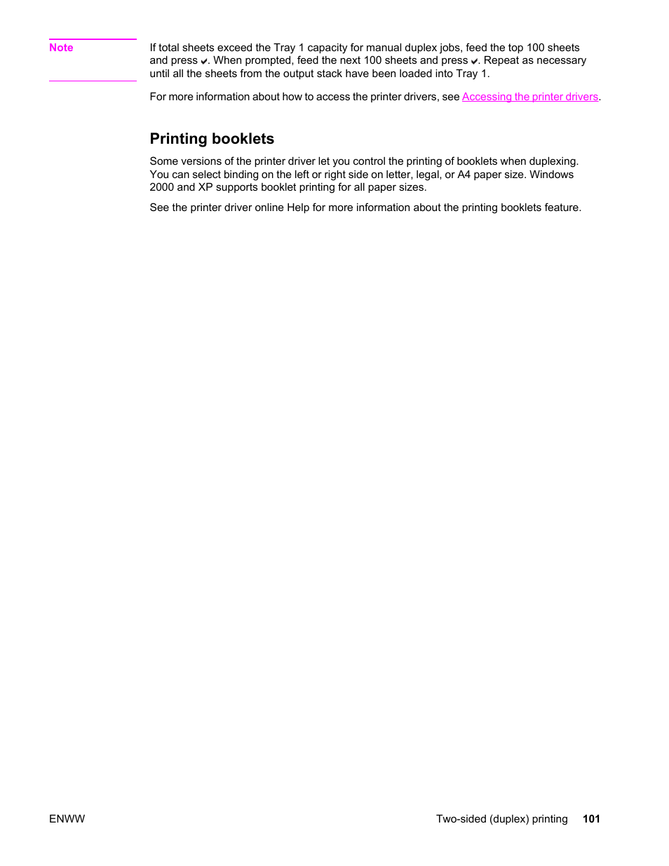 Printing booklets | HP Color LaserJet 4650 Printer series User Manual | Page 115 / 276