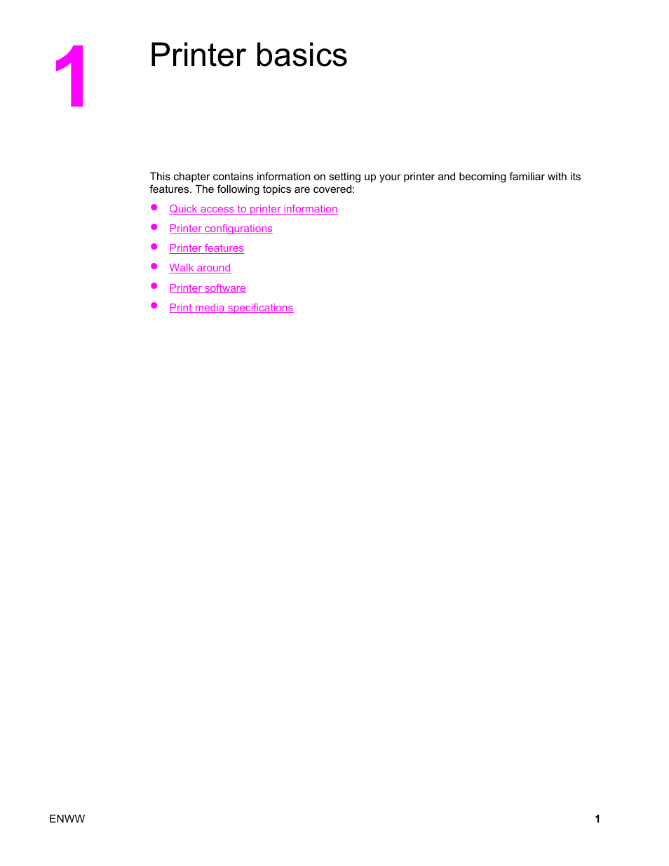 Printer basics, 1 printer basics | HP Color LaserJet 4650 Printer series User Manual | Page 15 / 276