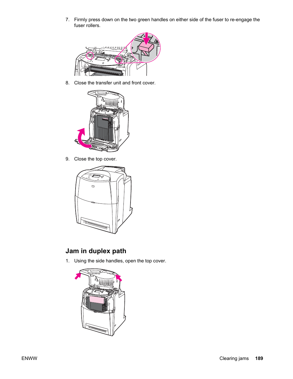 Jam in duplex path | HP Color LaserJet 4650 Printer series User Manual | Page 203 / 276