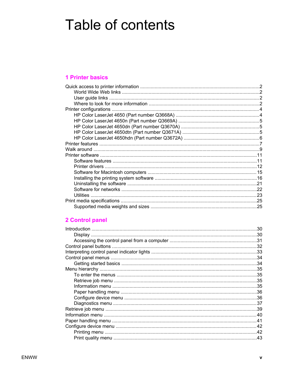 HP Color LaserJet 4650 Printer series User Manual | Page 7 / 276