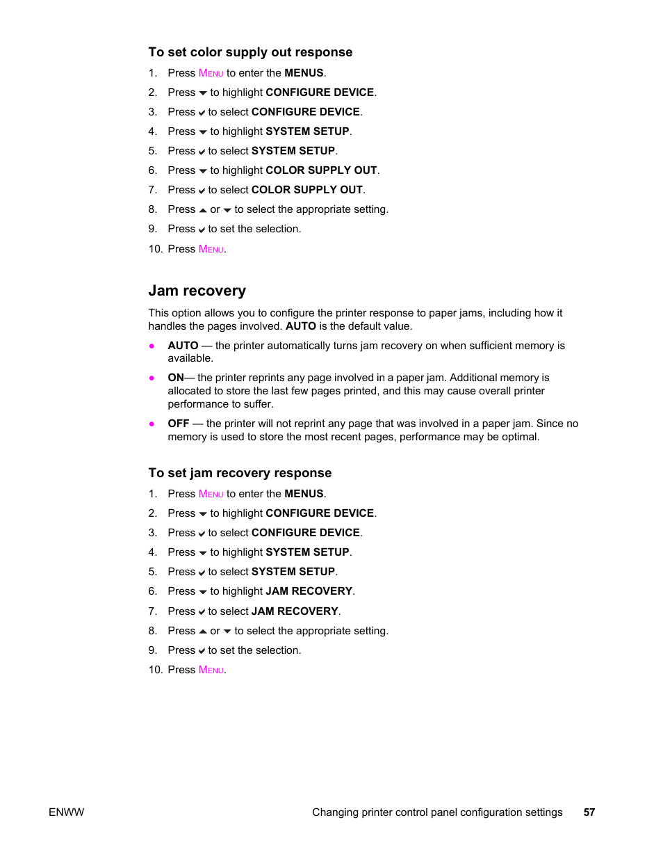 Jam recovery | HP Color LaserJet 4650 Printer series User Manual | Page 71 / 276
