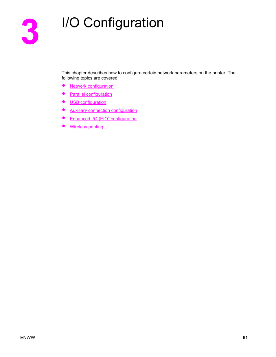 I/o configuration, 3 i/o configuration | HP Color LaserJet 4650 Printer series User Manual | Page 75 / 276