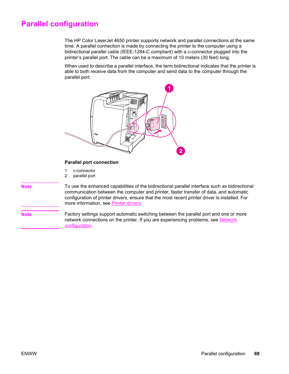 Parallel configuration | HP Color LaserJet 4650 Printer series User Manual | Page 83 / 276