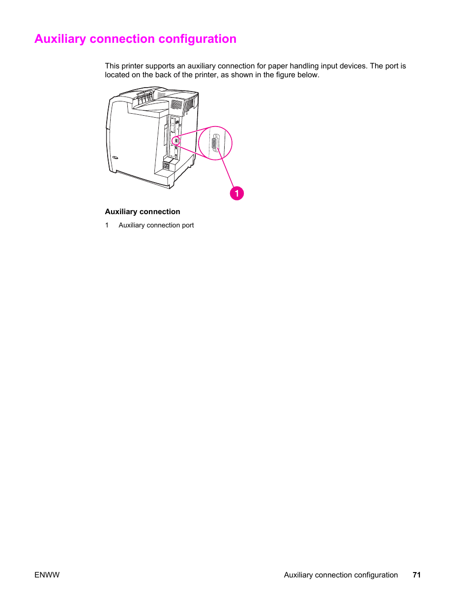 Auxiliary connection configuration | HP Color LaserJet 4650 Printer series User Manual | Page 85 / 276