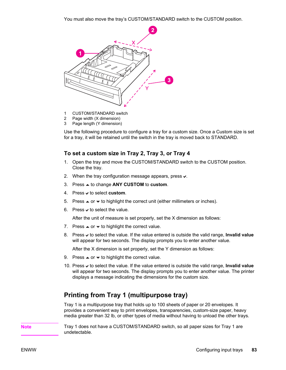 Printing from tray 1 (multipurpose tray) | HP Color LaserJet 4650 Printer series User Manual | Page 97 / 276