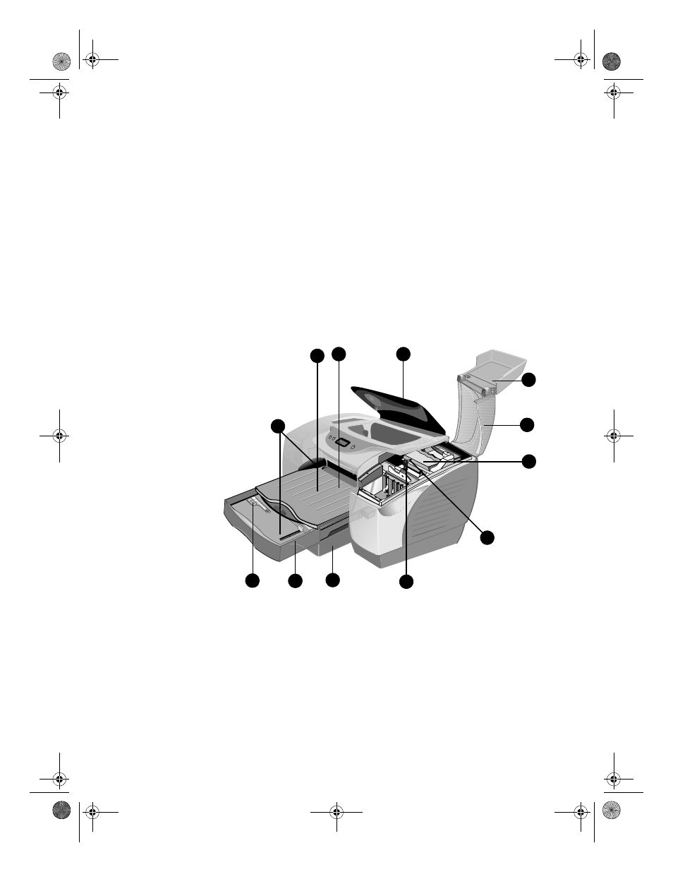 Setting up, Printer parts and locations, Front of printer | Printer parts and locations -1, Front of printer -1 | HP Color Inkjet cp1700 Printer series User Manual | Page 7 / 88