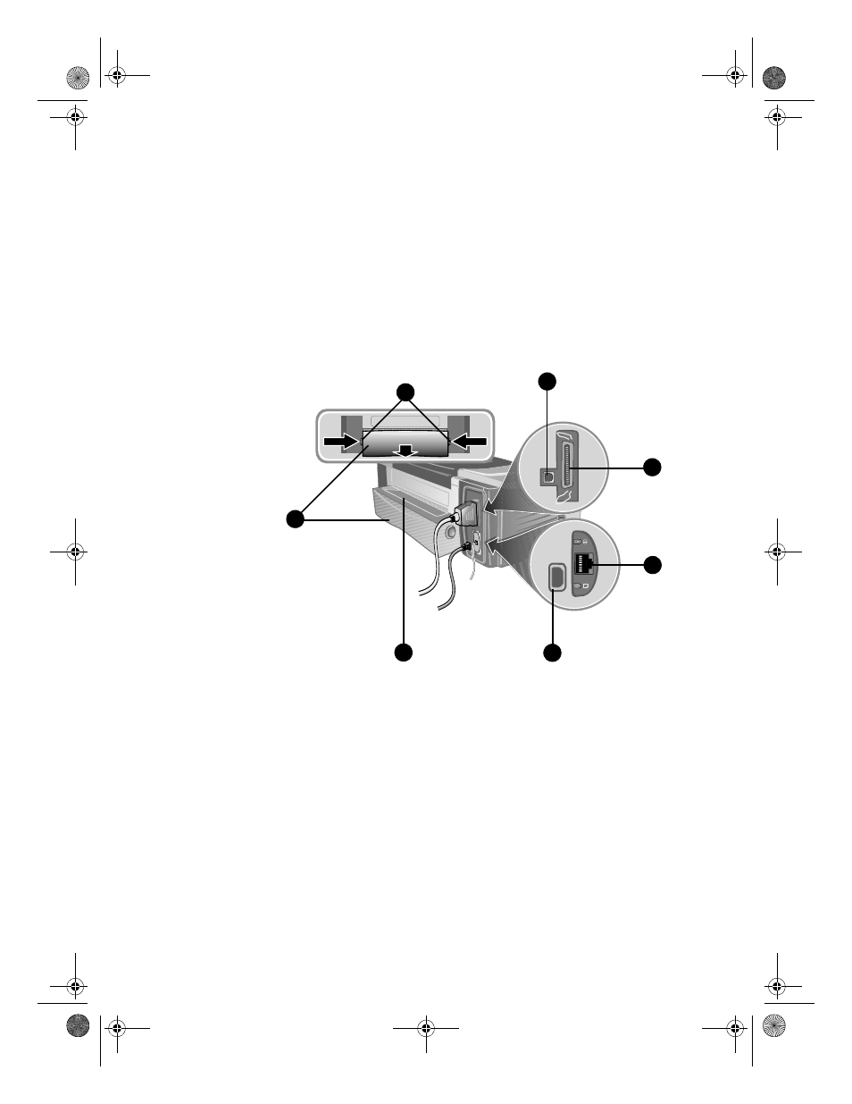 Back of printer, Back of printer -3 | HP Color Inkjet cp1700 Printer series User Manual | Page 9 / 88