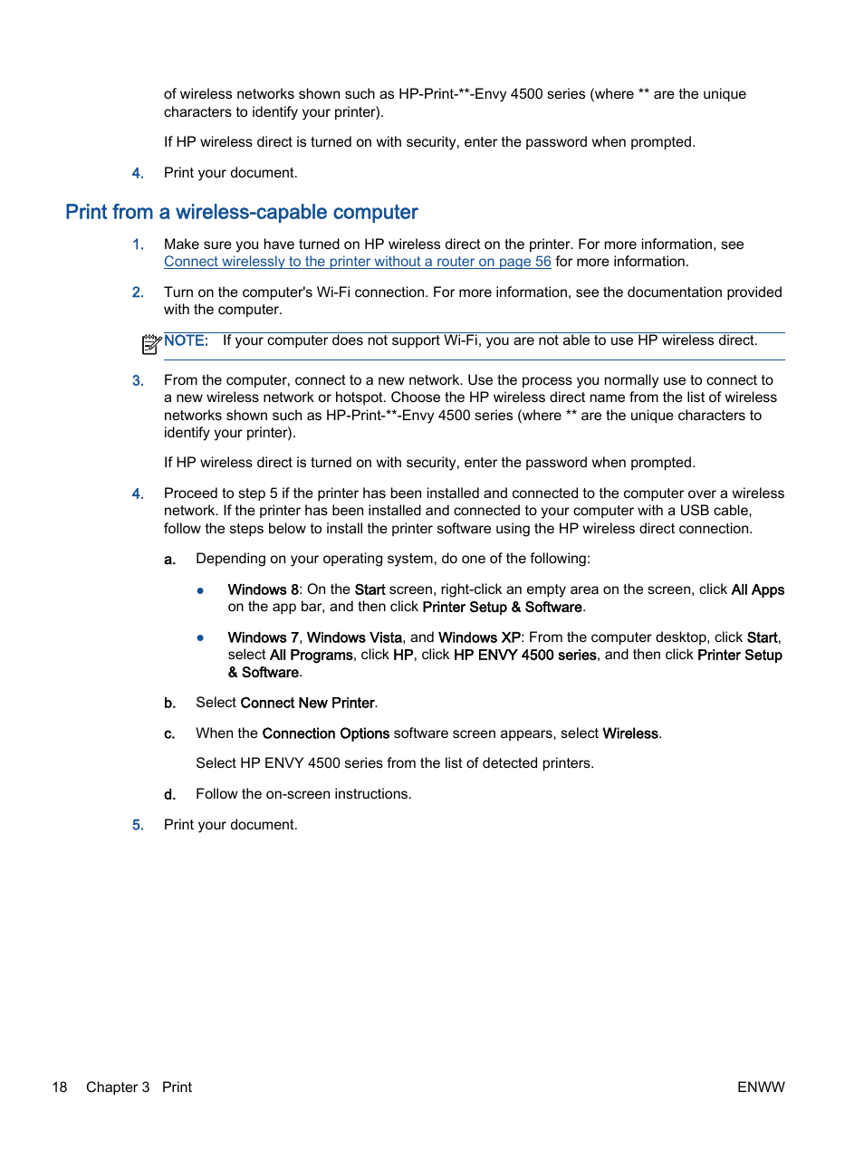 Print from a wireless-capable computer | HP ENVY 4501 e-All-in-One Printer User Manual | Page 22 / 108