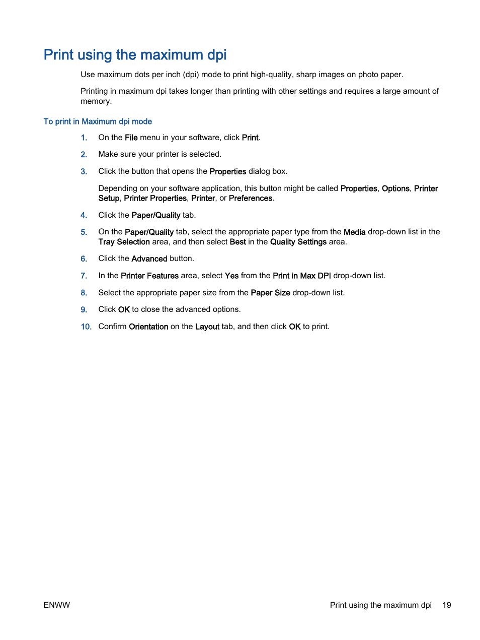 Print using the maximum dpi | HP ENVY 4501 e-All-in-One Printer User Manual | Page 23 / 108