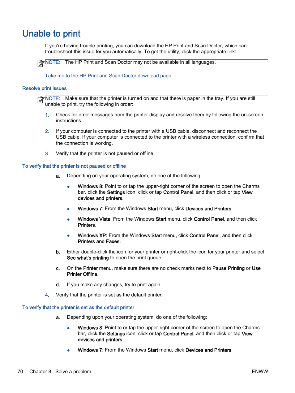 Unable to print | HP ENVY 4501 e-All-in-One Printer User Manual | Page 74 / 108