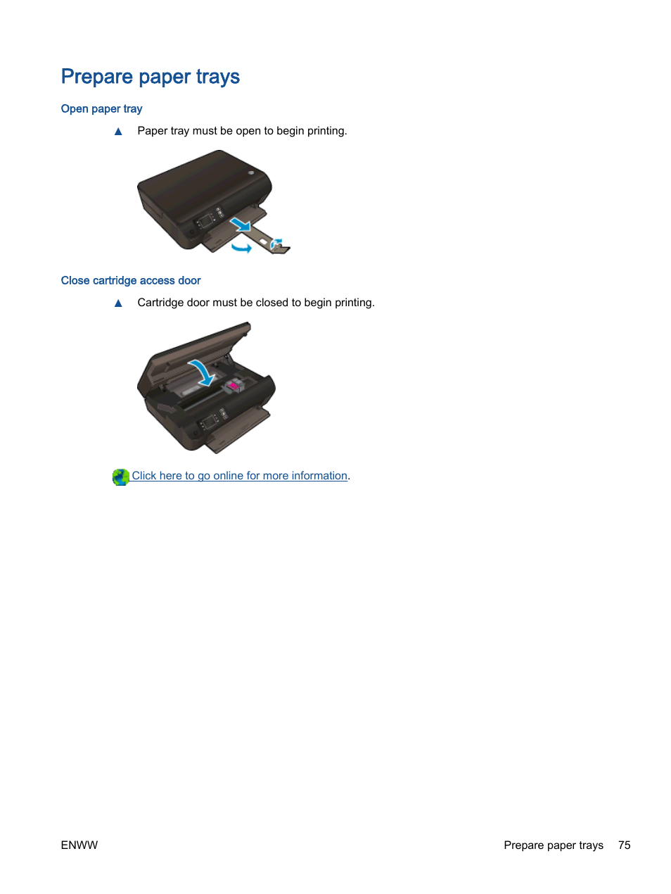 Prepare paper trays | HP ENVY 4501 e-All-in-One Printer User Manual | Page 79 / 108