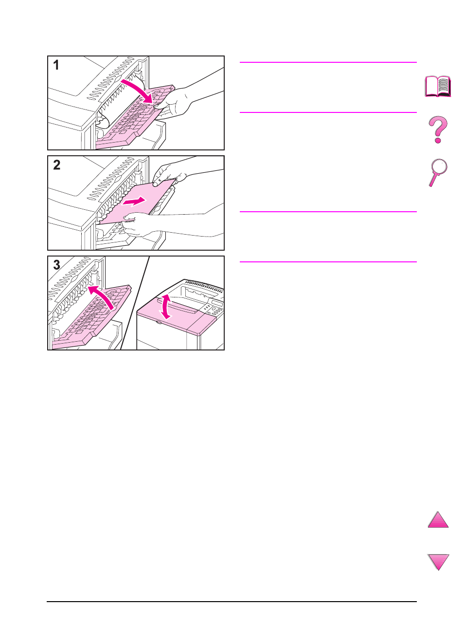 Clearing jams from the output areas | HP LaserJet 4050 Printer series User Manual | Page 121 / 260