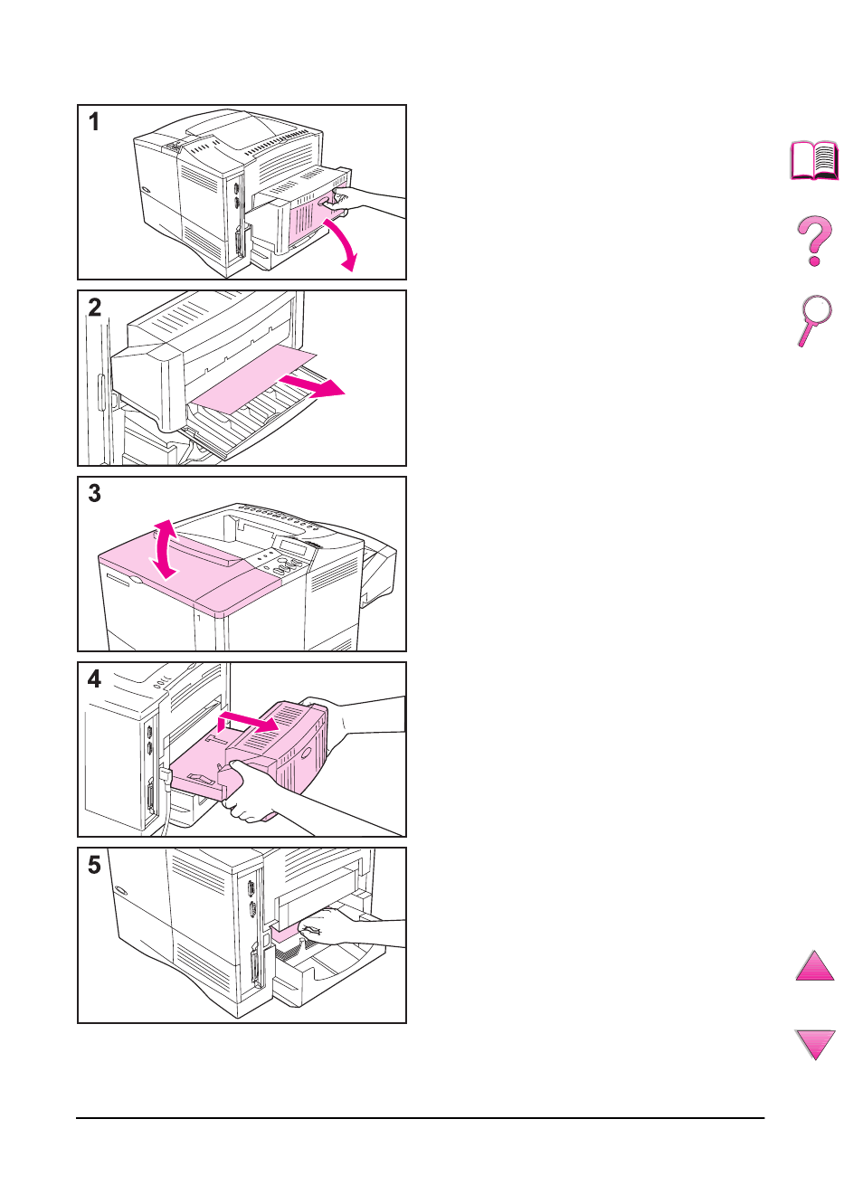 Clearing jams from the optional duplexer | HP LaserJet 4050 Printer series User Manual | Page 122 / 260