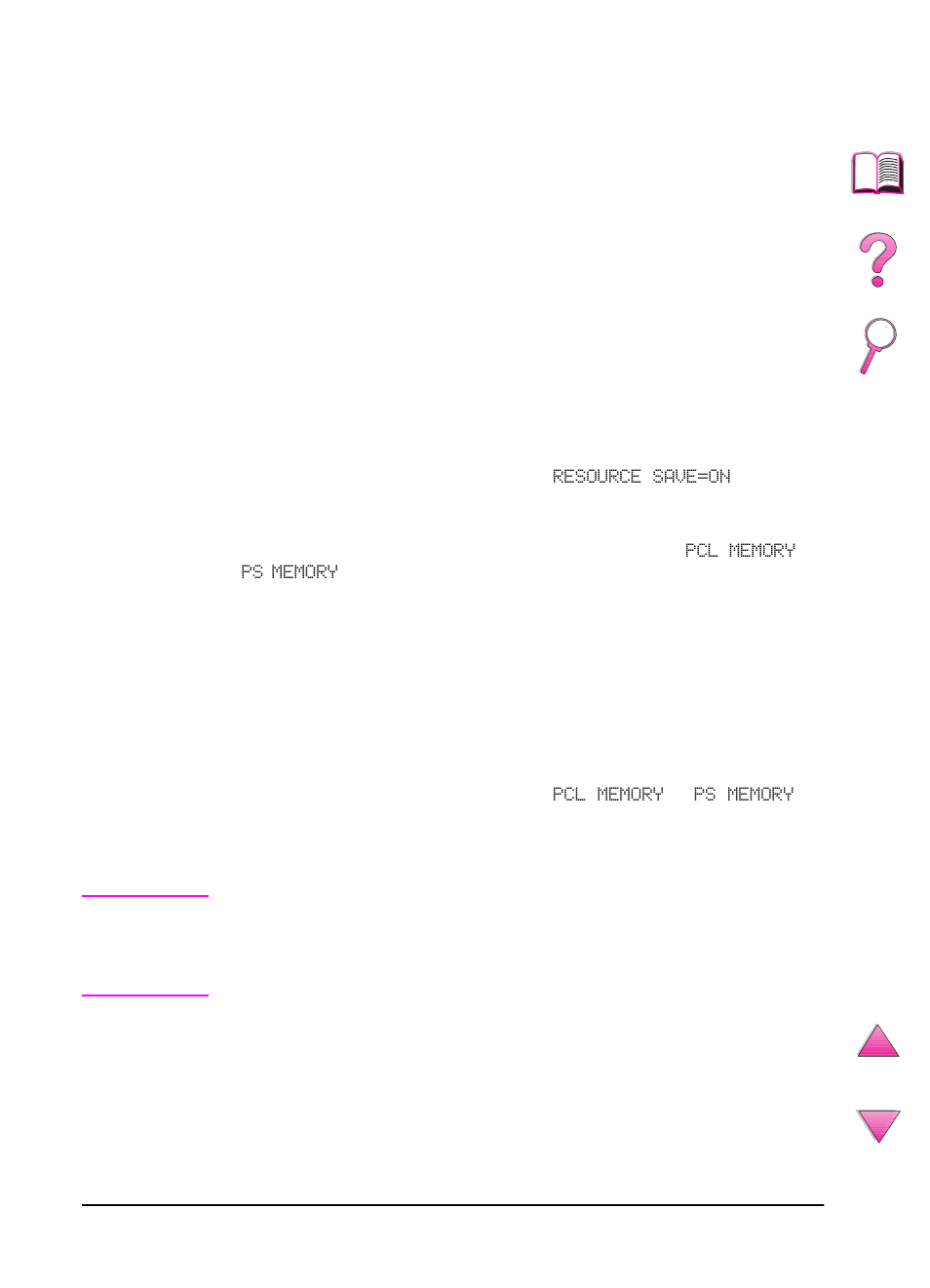 Adjusting memory settings, Resource saving | HP LaserJet 4050 Printer series User Manual | Page 230 / 260