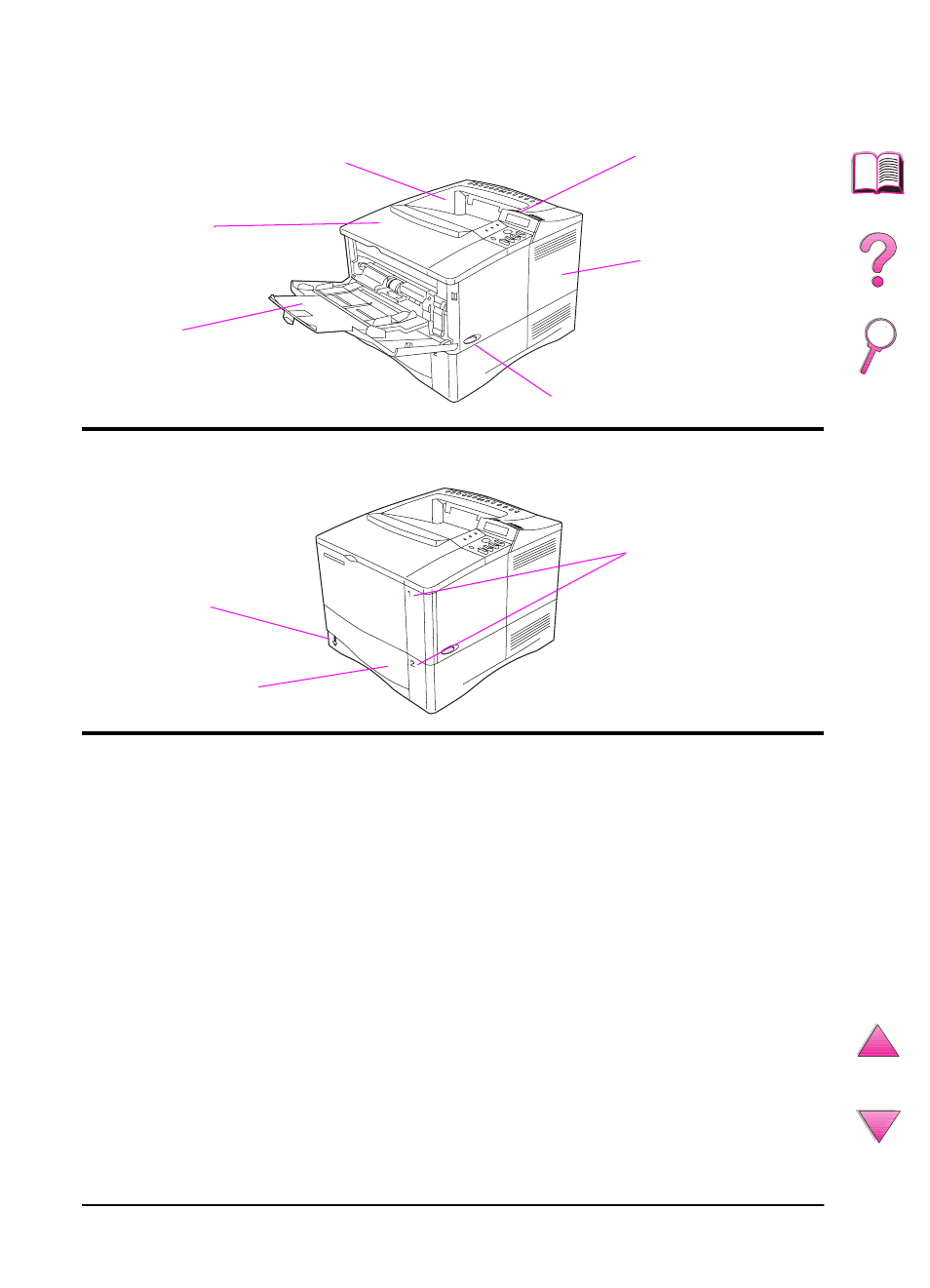 Printer parts and locations | HP LaserJet 4050 Printer series User Manual | Page 26 / 260