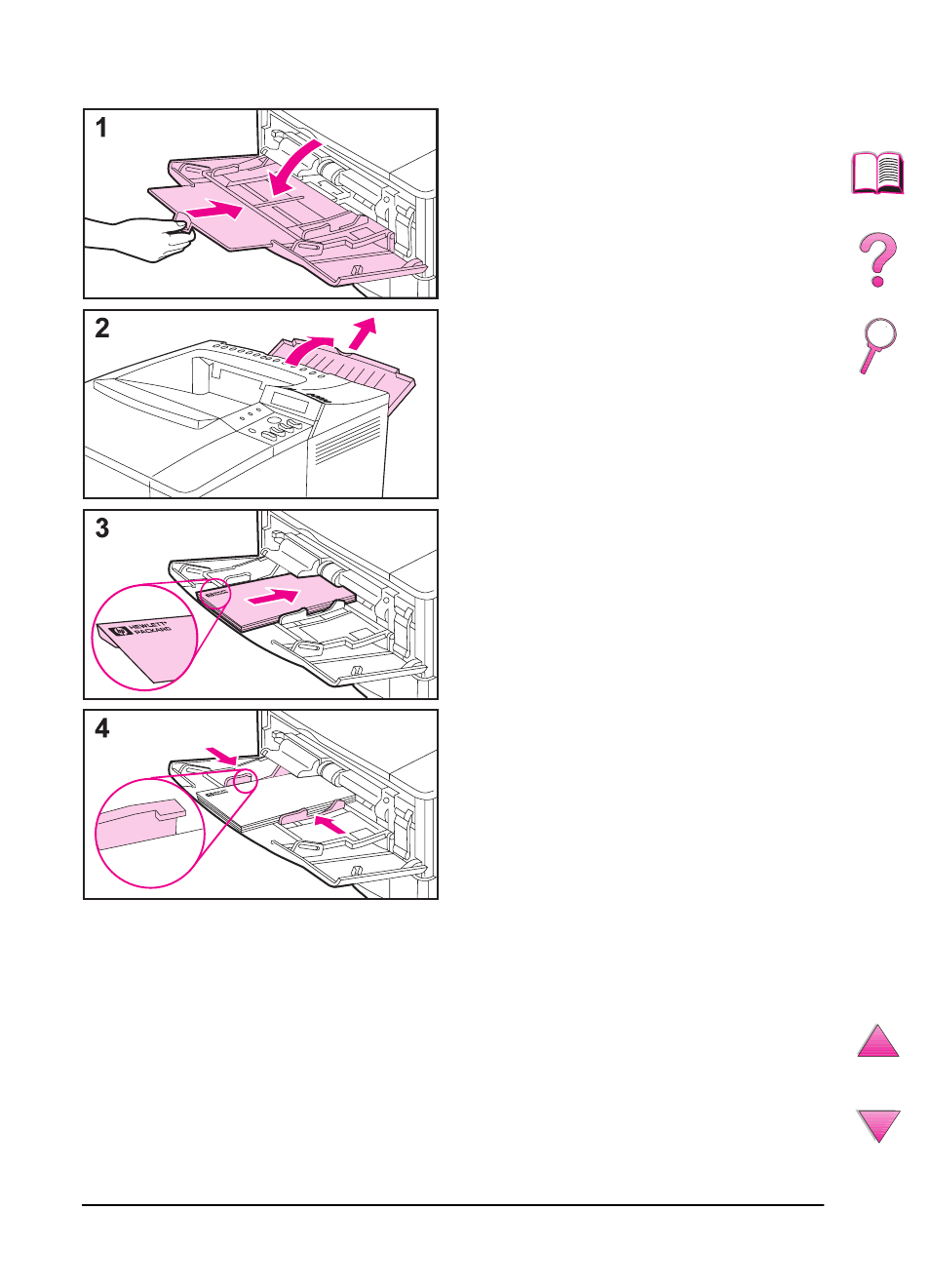 Loading envelopes in tray 1 | HP LaserJet 4050 Printer series User Manual | Page 70 / 260