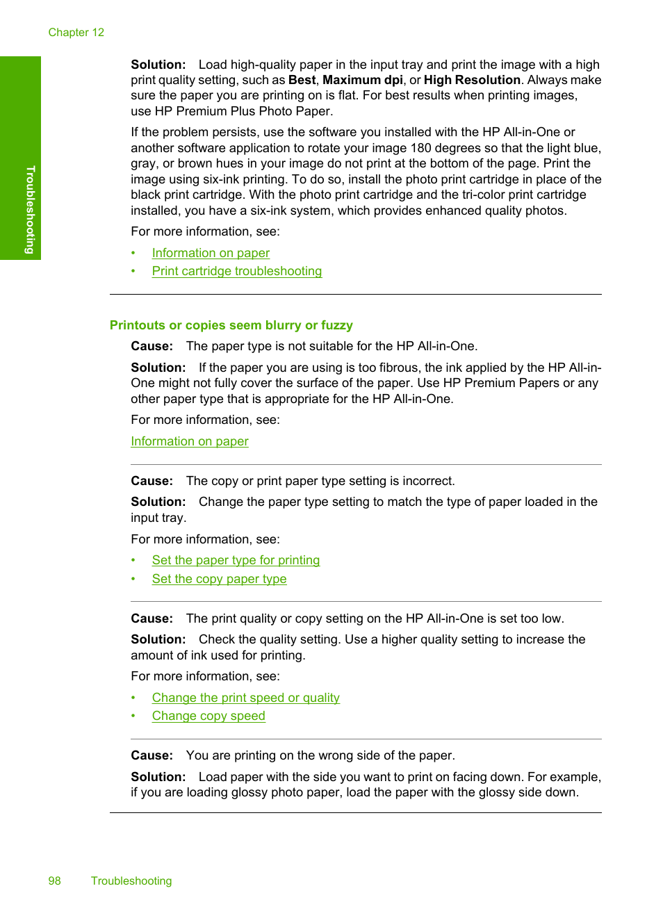 Printouts or copies seem blurry or fuzzy | HP Deskjet F4185 All-in-One Printer User Manual | Page 100 / 140