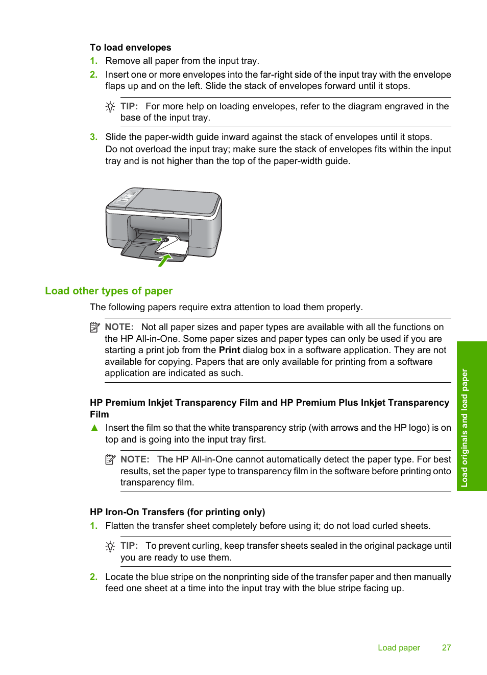 Load other types of paper | HP Deskjet F4185 All-in-One Printer User Manual | Page 29 / 140