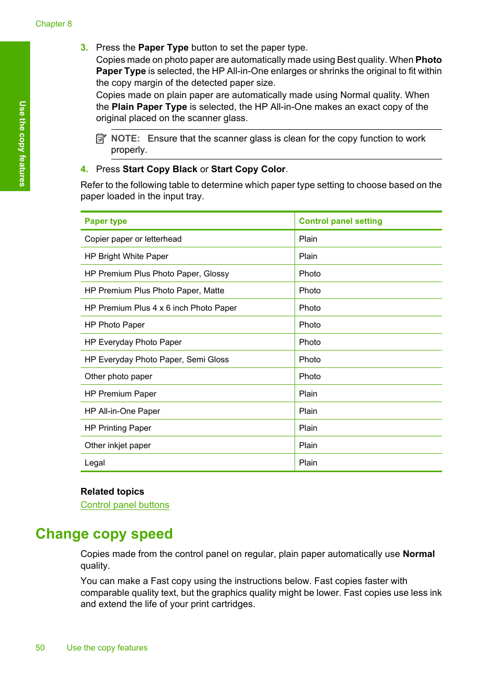 Change copy speed | HP Deskjet F4185 All-in-One Printer User Manual | Page 52 / 140