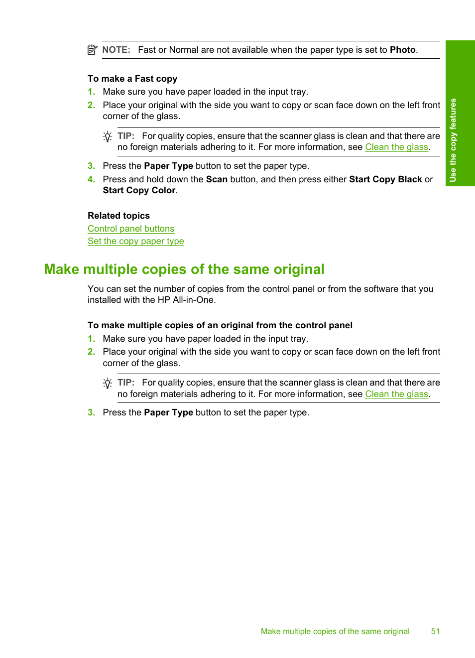 Make multiple copies of the same original | HP Deskjet F4185 All-in-One Printer User Manual | Page 53 / 140