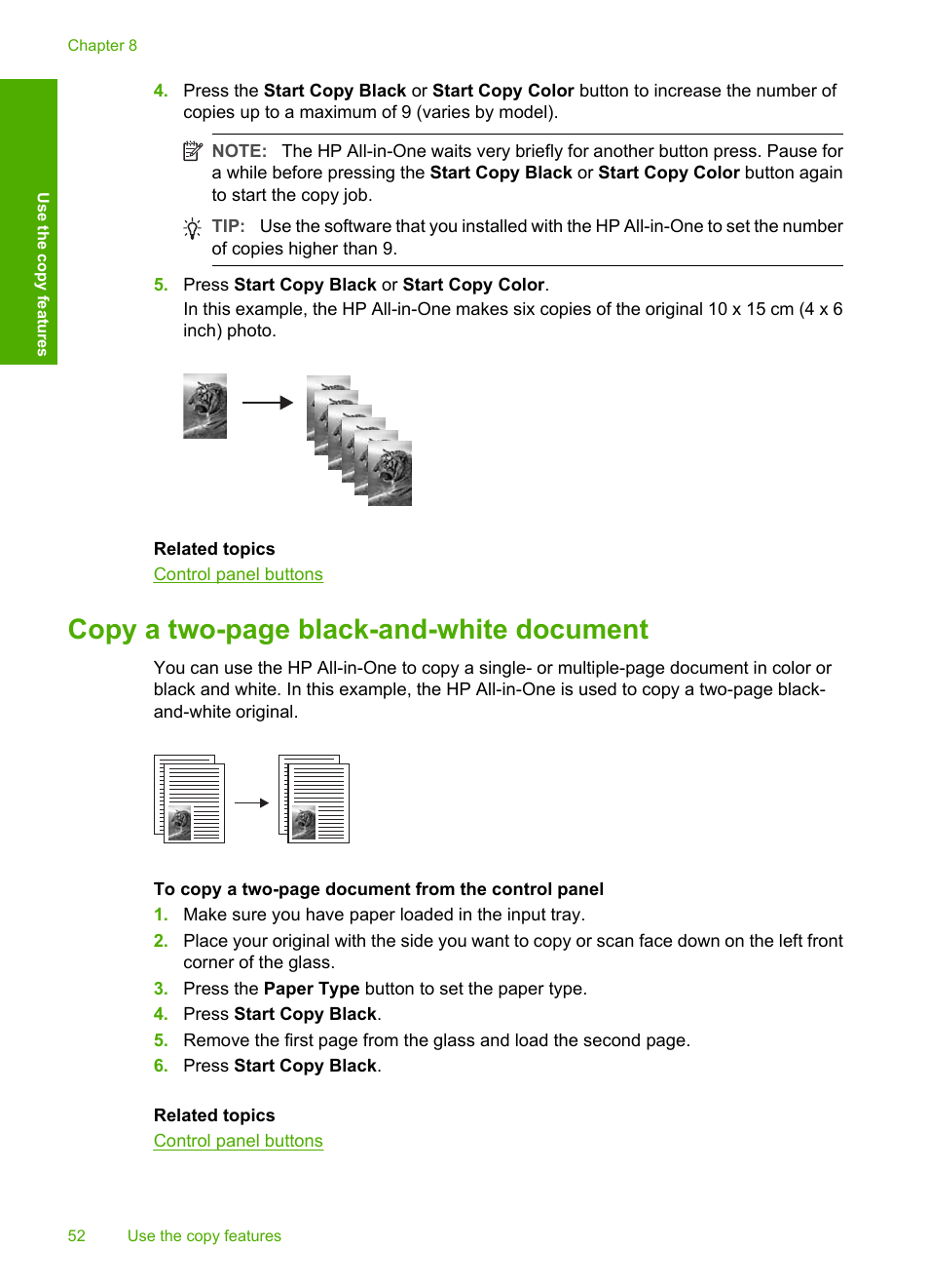 Copy a two-page black-and-white document | HP Deskjet F4185 All-in-One Printer User Manual | Page 54 / 140