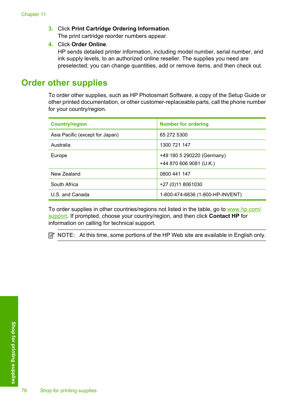 Order other supplies | HP Deskjet F4185 All-in-One Printer User Manual | Page 78 / 140