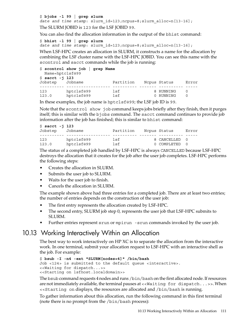 13 working interactively within an allocation | HP XC System 3.x Software User Manual | Page 111 / 145