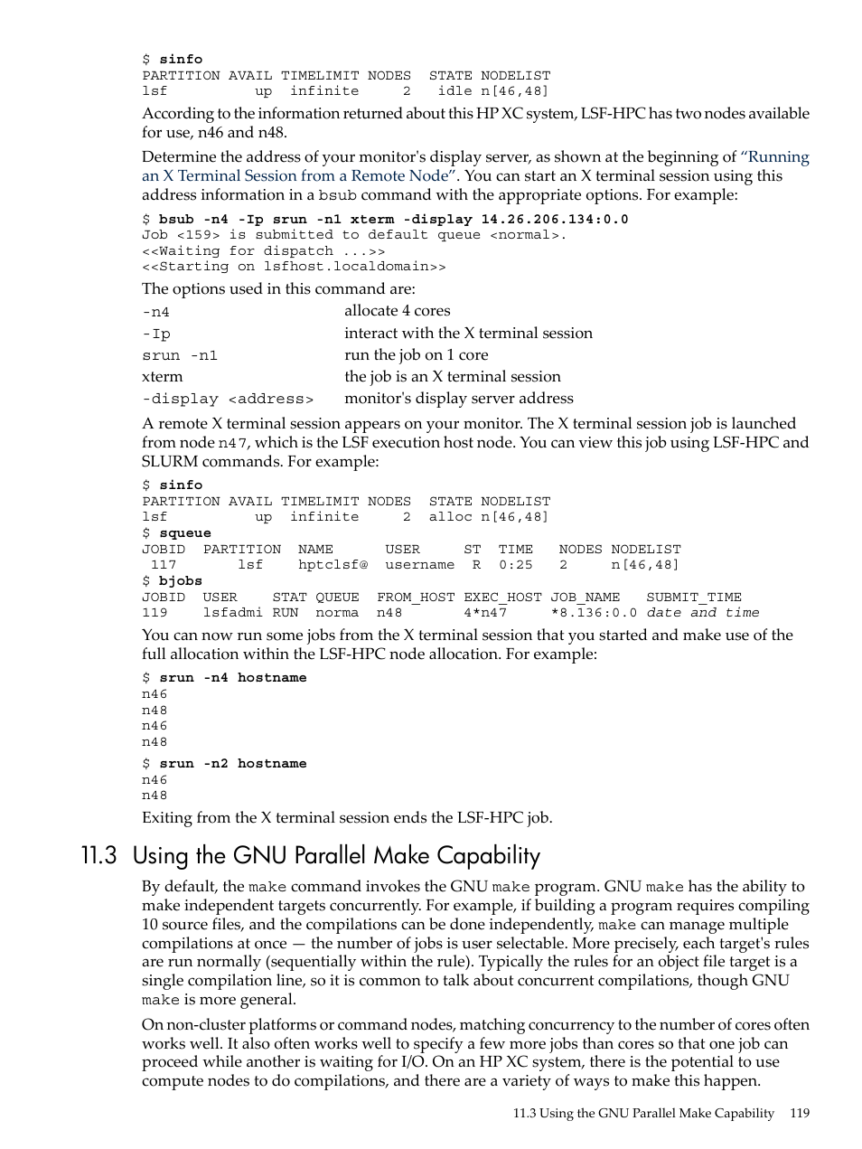 3 using the gnu parallel make capability, Using the gnu parallel make, Capability | HP XC System 3.x Software User Manual | Page 119 / 145