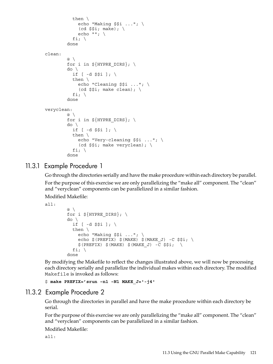 1 example procedure 1, 2 example procedure 2, 1 example procedure 1 11.3.2 example procedure 2 | Example procedure 1, Example procedure 2 | HP XC System 3.x Software User Manual | Page 121 / 145