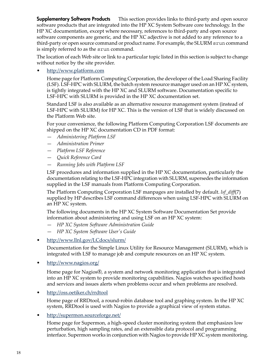 HP XC System 3.x Software User Manual | Page 18 / 145